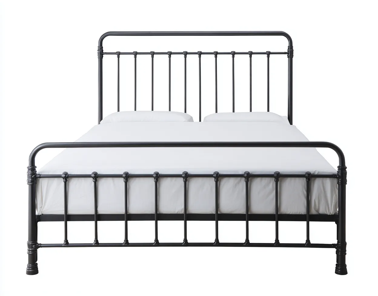 Lit double en métal noir 200x160x100 cm - style industriel - structure en tubes d'acier robuste-Comfysta