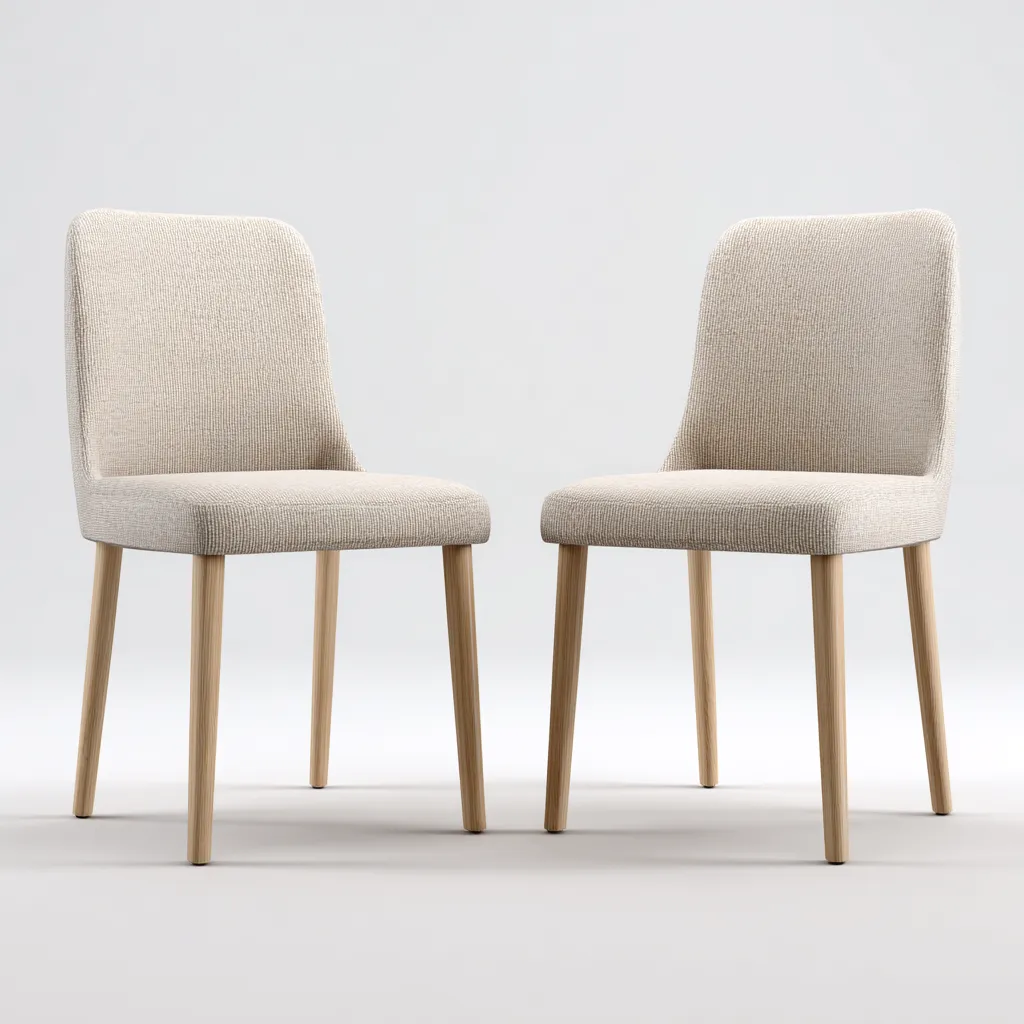 Lot de 2 chaises de salle à manger en tissu et bois 47x53x83 cm - beige et chêne clair - pour salle à manger-Comfysta