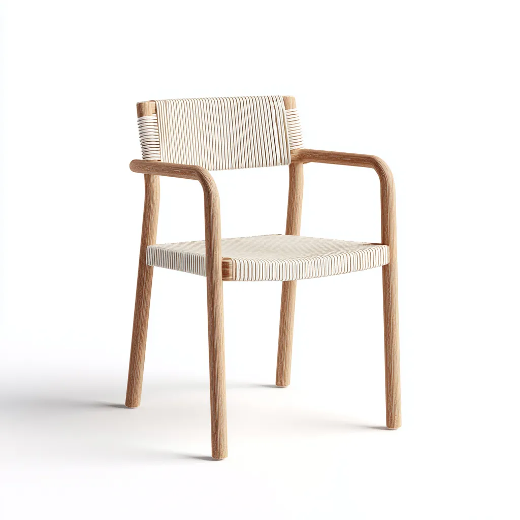 Chaise de salle à manger en bois et corde 52x54x82 cm - chêne clair et beige - pour salle à manger-Comfysta