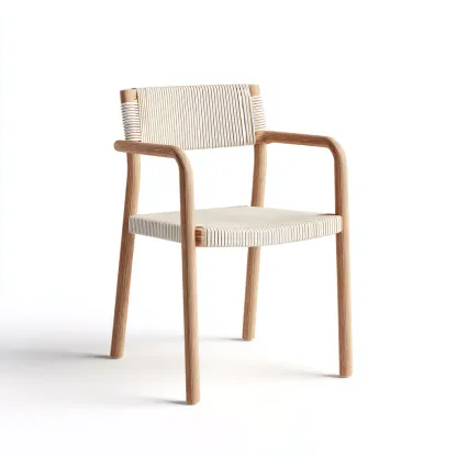 Chaise de salle à manger en bois et corde 52x54x82 cm - chêne clair et beige - pour salle à manger-Comfysta