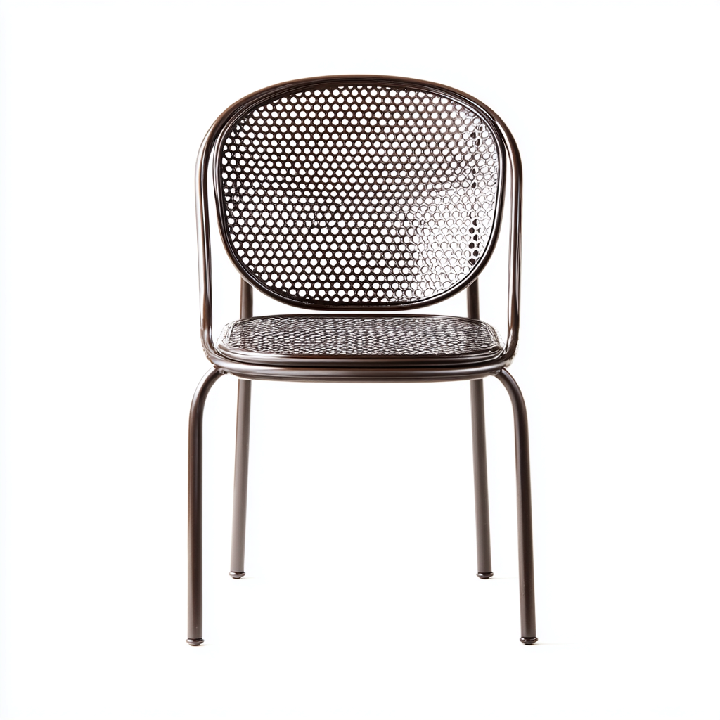 Chaise de salle à manger en métal perforé 46x51x85 cm - brun foncé - pour salle à manger-Comfysta