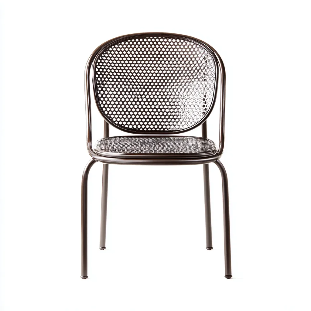 Chaise de salle à manger en métal perforé 46x51x85 cm - brun foncé - pour salle à manger-Comfysta