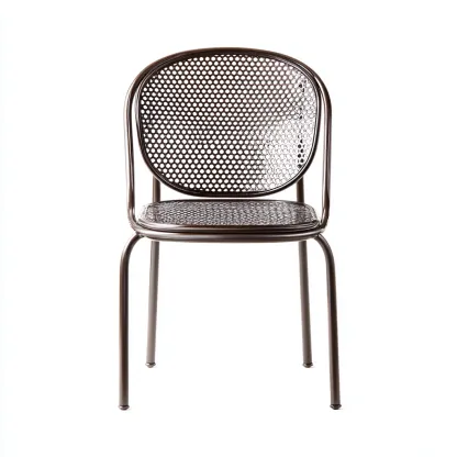 Chaise de salle à manger en métal perforé 46x51x85 cm - brun foncé - pour salle à manger-Comfysta