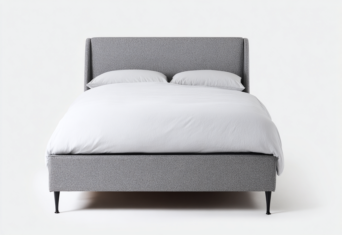 Lit double en tissu gris 200x160x105 cm - style contemporain - structure stable en métal et bois-Comfysta