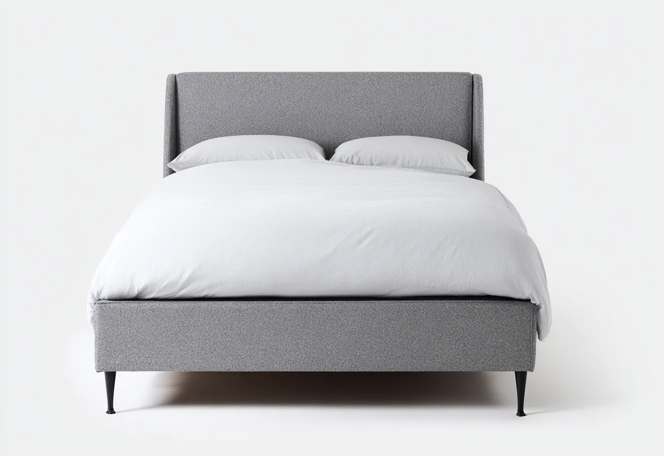 Lit double en tissu gris 200x160x105 cm - style contemporain - structure stable en métal et bois-Comfysta