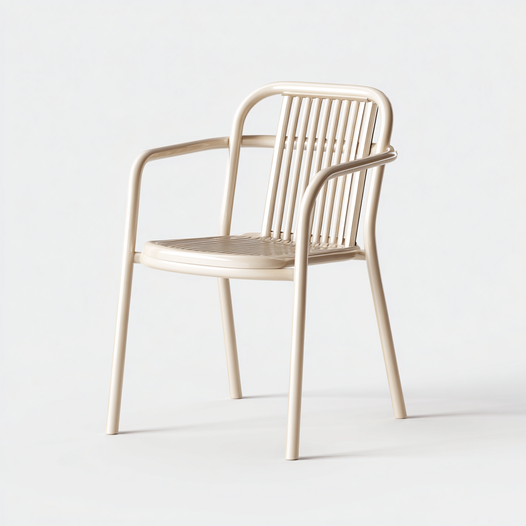 Chaise de salle à manger en métal 54x55x82 cm - beige - style moderne avec accoudoirs-Comfysta