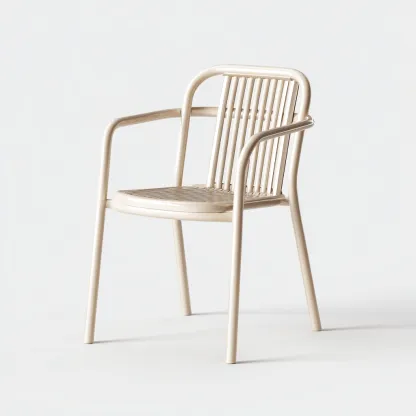 Chaise de salle à manger en métal 54x55x82 cm - beige - style moderne avec accoudoirs-Comfysta