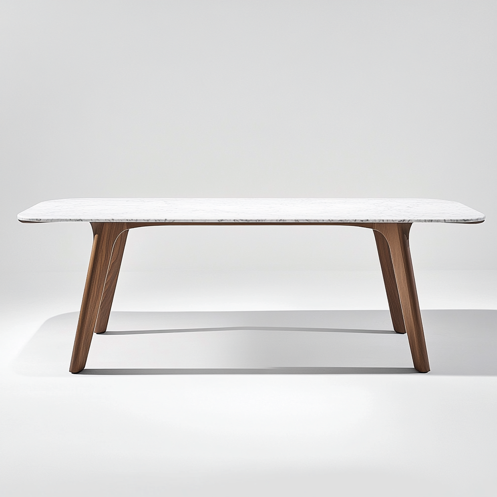 Table à manger rectangulaire avec plateau effet marbre et pieds en bois 170x90x75 cm - blanc/marron - style contemporain-Comfysta