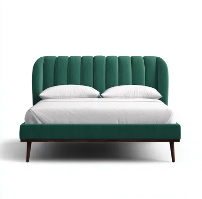 Lit double tapissé en tissu 200x165x105 cm - vert émeraude - style moderne élégant-Comfysta