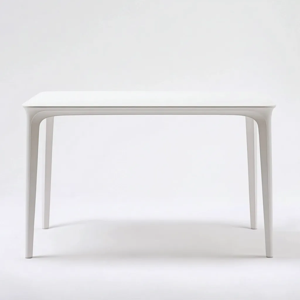 Table à manger rectangulaire en métal 150x85x75 cm - blanc - style moderne minimaliste-Comfysta
