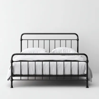 Lit double en métal 200x165x95 cm - noir - style industriel rétro-Comfysta