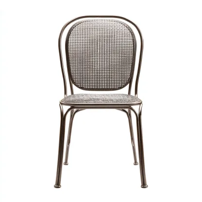 Chaise de salle à manger en métal tressé 46x51x85 cm - marron foncé - pour salle à manger-Comfysta