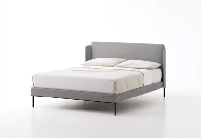 Lit double tapissé en tissu 200x170x100 cm - gris clair - style moderne épuré-Comfysta