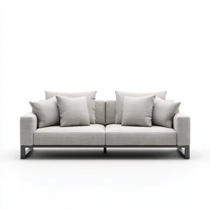 Canapé trois places en tissu gris clair et base métallique gris foncé 190x90x85 cm - style moderne minimaliste pour salon-Comfysta