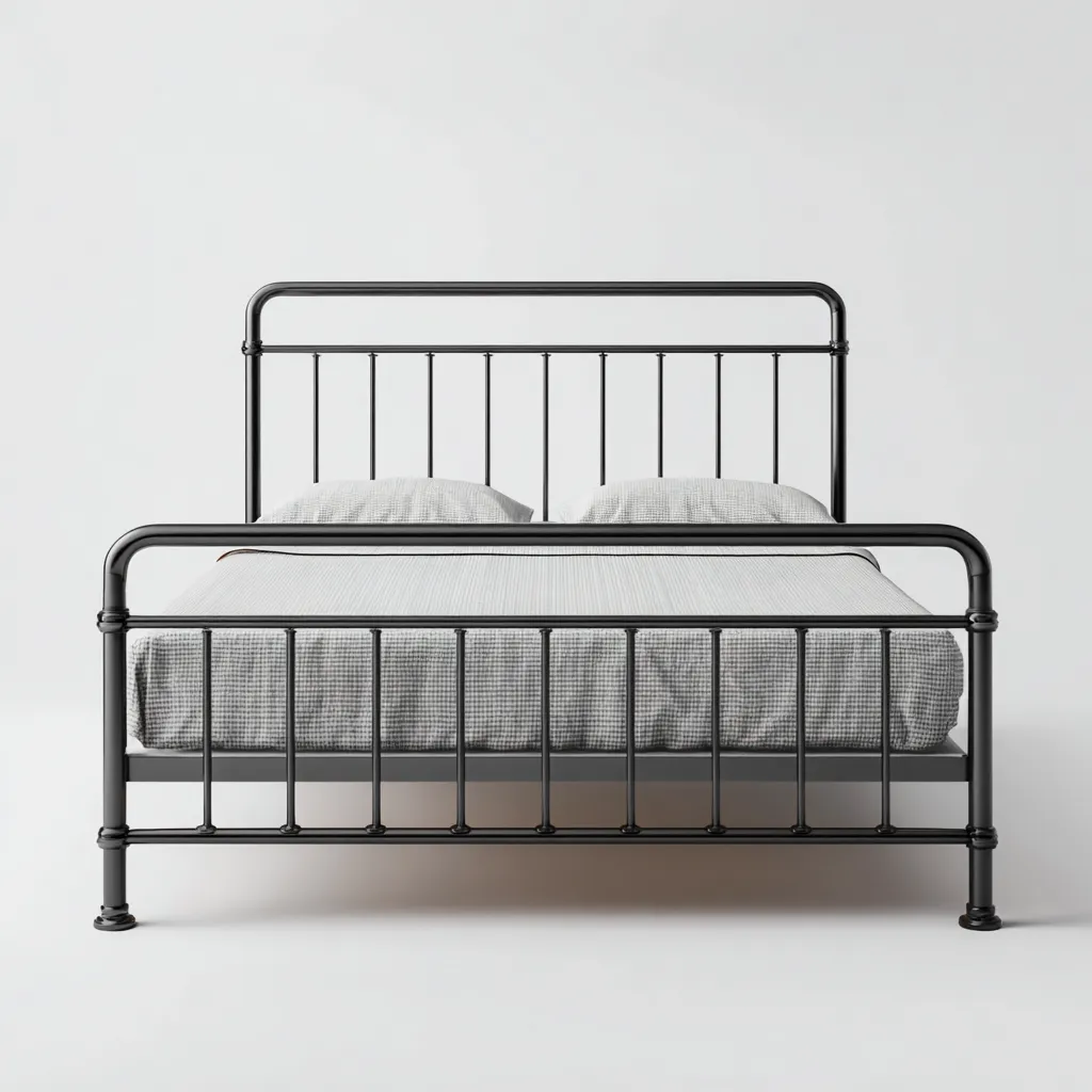 Lit double en métal 200x165x100 cm - noir - style industriel classique-Comfysta