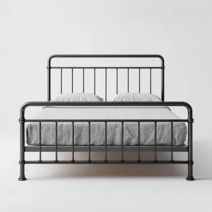 Lit double en métal 200x165x100 cm - noir - style industriel classique-Comfysta