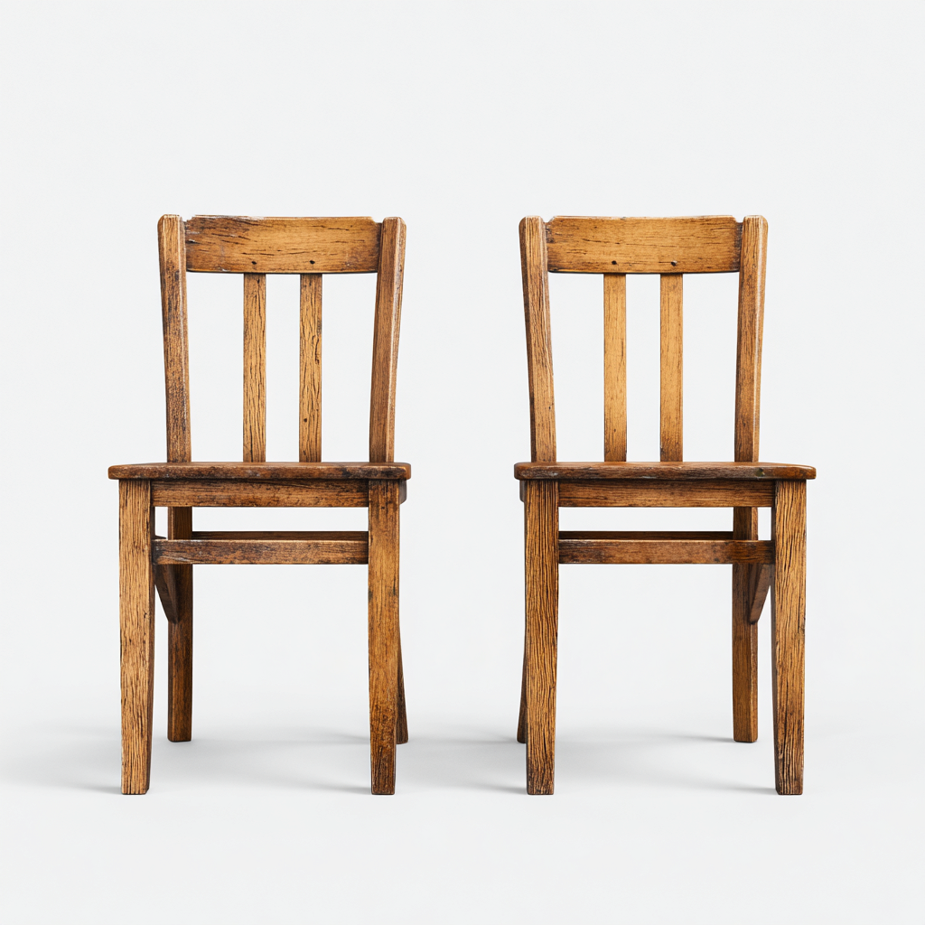 Lot de 2 chaises de salle à manger en bois massif 44x50x88 cm - chêne - style rustique-Comfysta