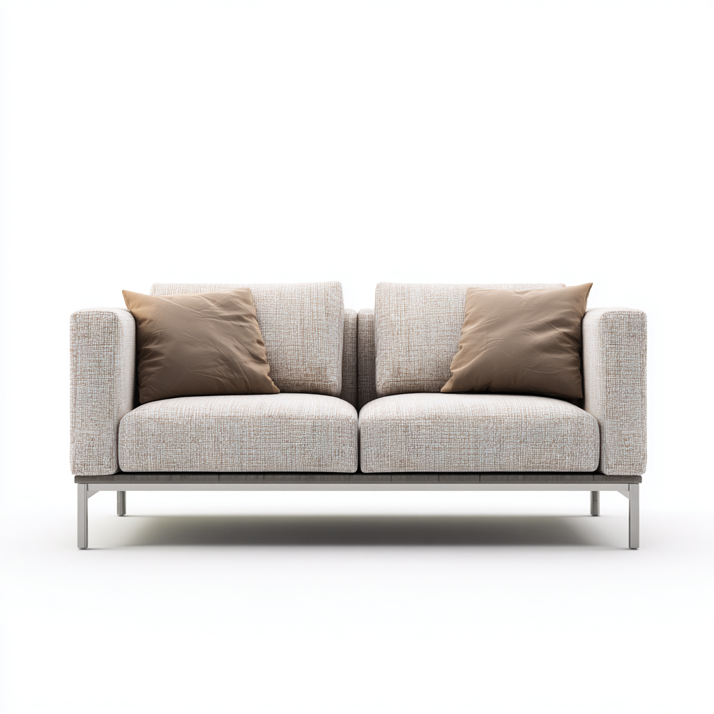 Canapé deux places en tissu et aluminium 155x85x75 cm - beige/gris clair - style moderne pour salon-Comfysta