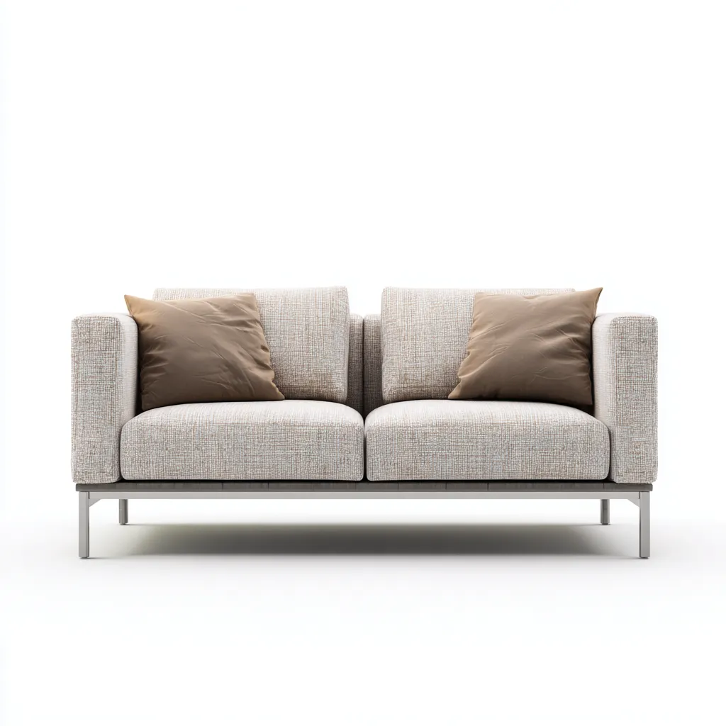 Canapé deux places en tissu et aluminium 155x85x75 cm - beige/gris clair - style moderne pour salon-Comfysta