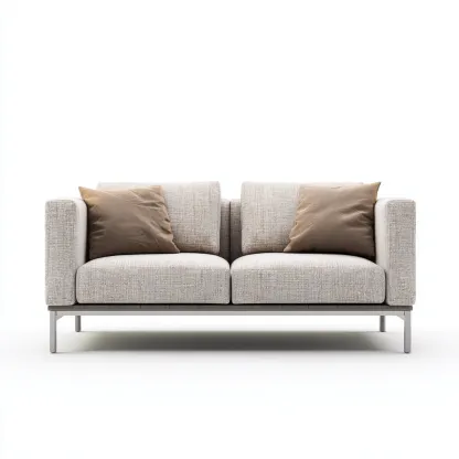 Canapé deux places en tissu et aluminium 155x85x75 cm - beige/gris clair - style moderne pour salon-Comfysta