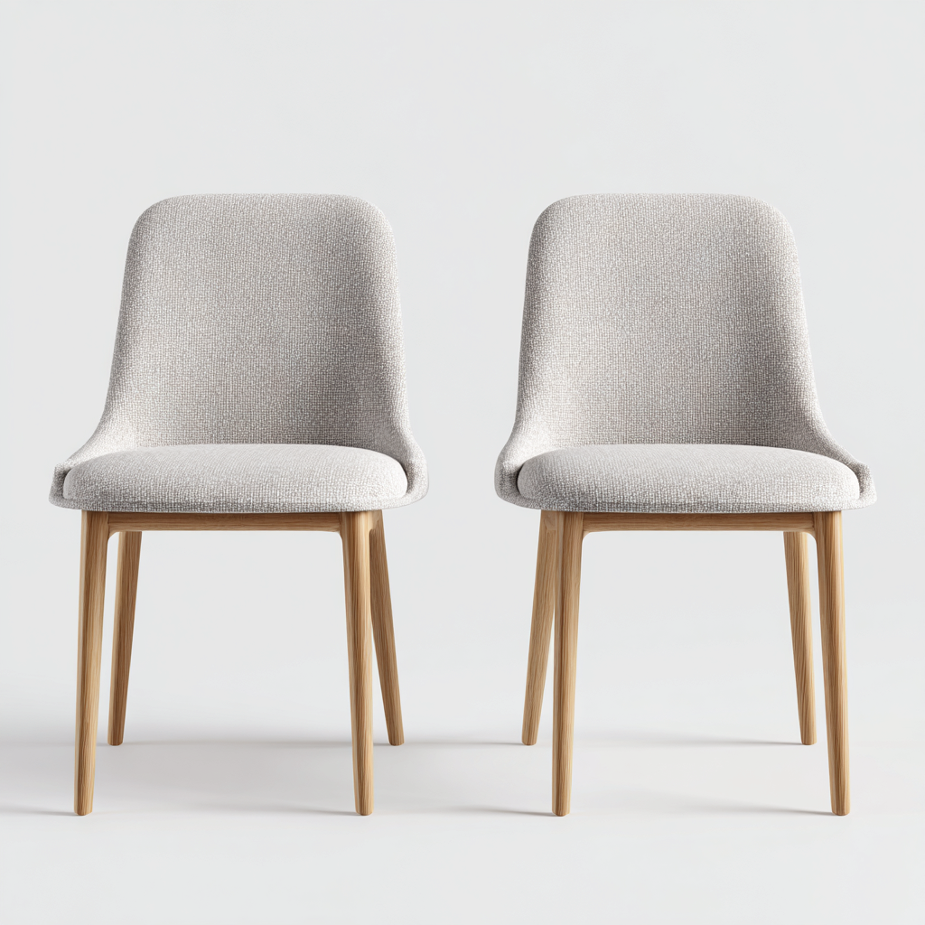 Lot de 2 chaises de salle à manger en tissu et bois 47x53x83 cm - beige et chêne clair - pour salle à manger-Comfysta