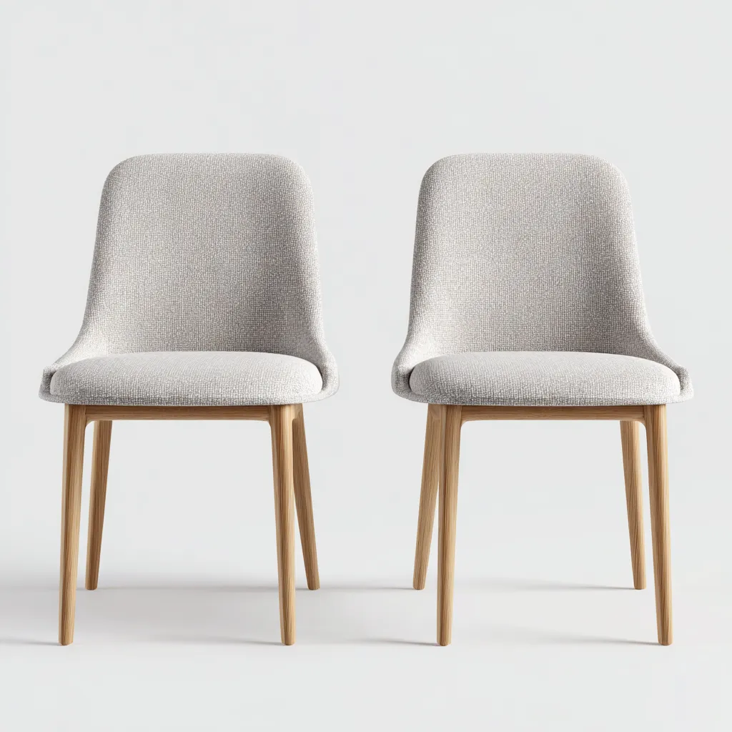 Lot de 2 chaises de salle à manger en tissu et bois 47x53x83 cm - beige et chêne clair - pour salle à manger-Comfysta