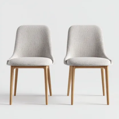 Lot de 2 chaises de salle à manger en tissu et bois 47x53x83 cm - beige et chêne clair - pour salle à manger-Comfysta