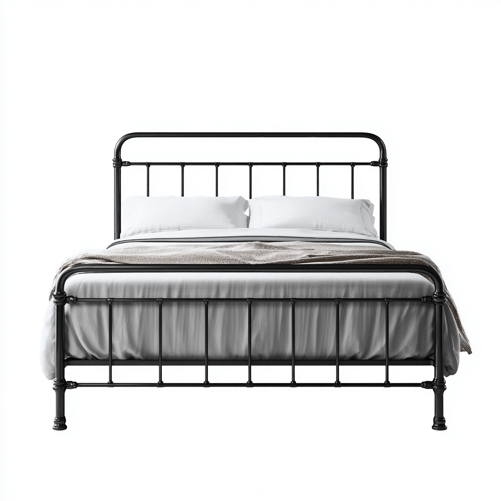 Lit double en métal 200x160x95 cm - noir - style vintage industriel-Comfysta