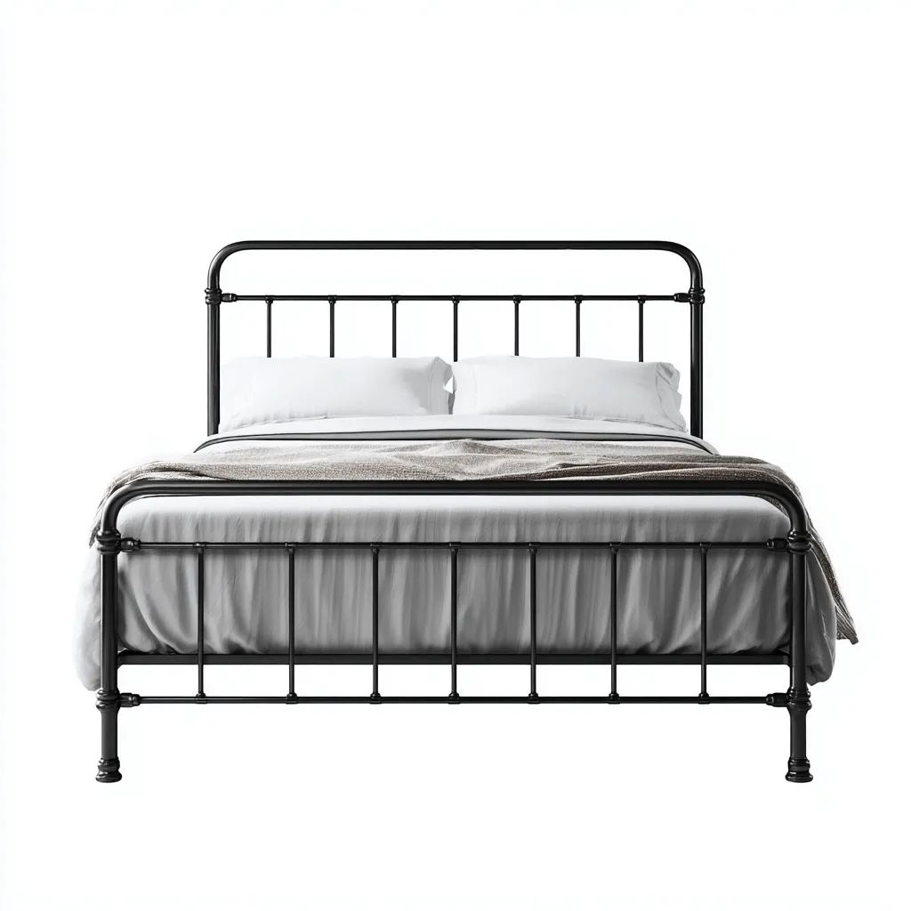 Lit double en métal 200x160x95 cm - noir - style vintage industriel-Comfysta