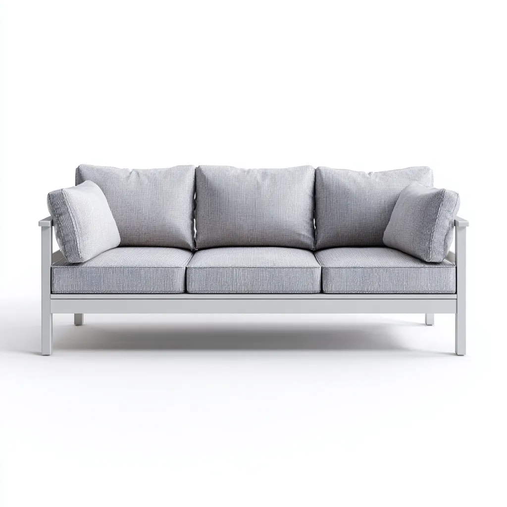 Canapé trois places en aluminium gris clair avec tissu gris 190x75x80 cm - style moderne - pour salon contemporain-Comfysta