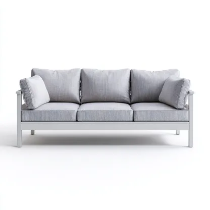 Canapé trois places en aluminium gris clair avec tissu gris 190x75x80 cm - style moderne - pour salon contemporain-Comfysta