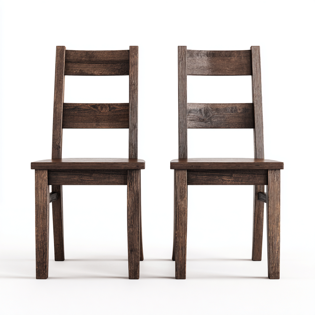 Lot de 2 chaises de salle à manger en bois massif 45x50x90 cm - chêne foncé - style rustique vintage-Comfysta