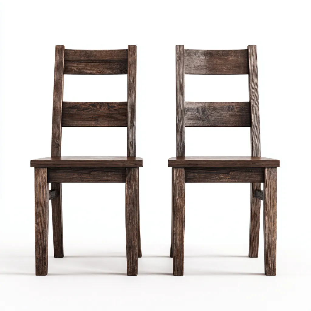 Lot de 2 chaises de salle à manger en bois massif 45x50x90 cm - chêne foncé - style rustique vintage-Comfysta