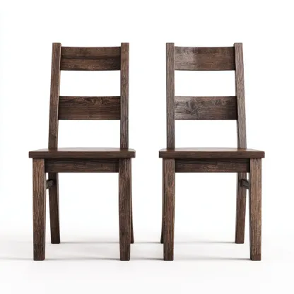 Lot de 2 chaises de salle à manger en bois massif 45x50x90 cm - chêne foncé - style rustique vintage-Comfysta