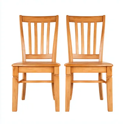 Lot de 2 chaises de salle à manger en bois massif 44x50x88 cm - chêne clair - style traditionnel-Comfysta