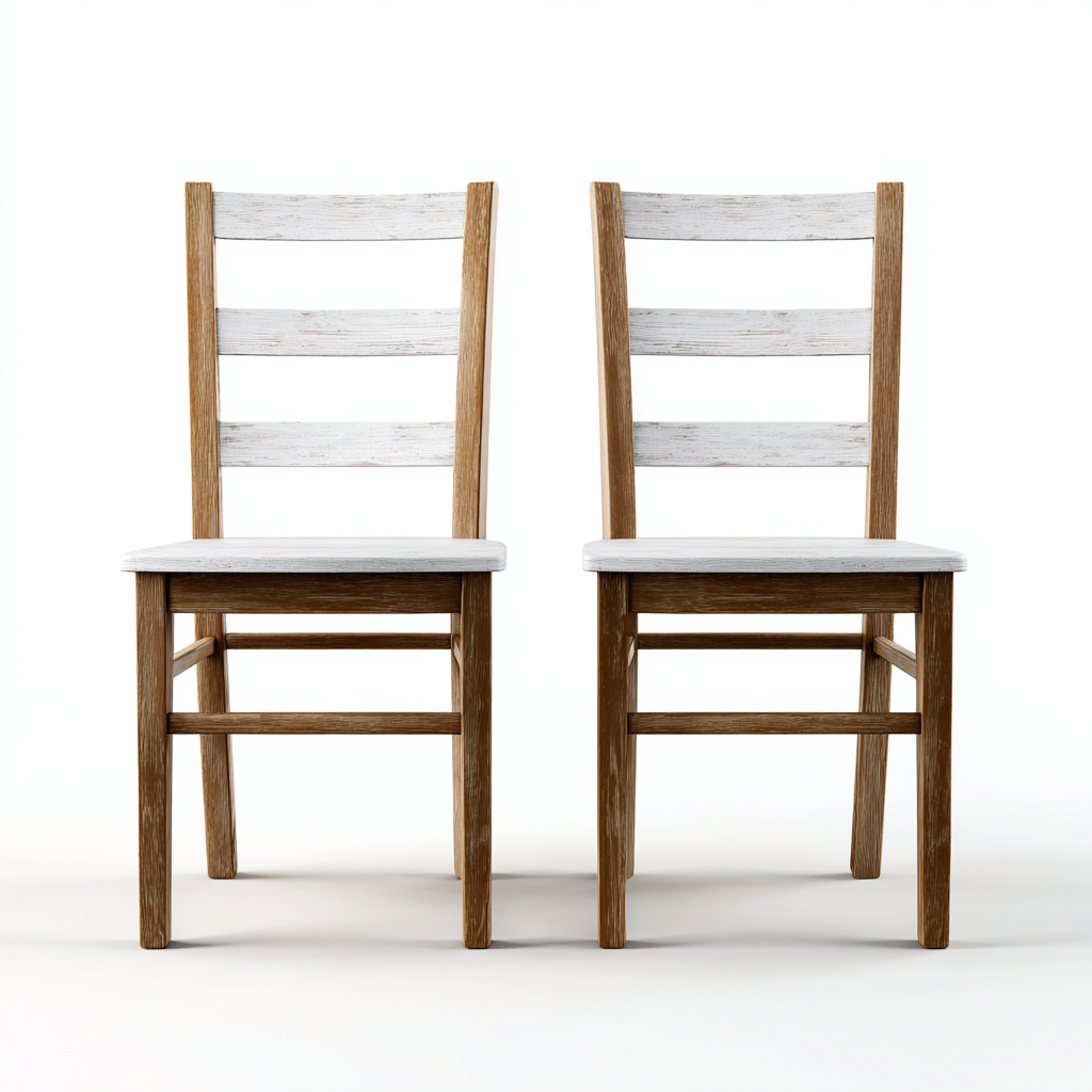 Lot de 2 chaises de salle à manger en bois 46x49x90 cm - chêne/blanc - pour salle à manger-Comfysta