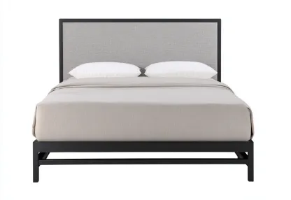 Lit double 200x160x100 cm - cadre noir et tête de lit grise - style moderne élégant-Comfysta