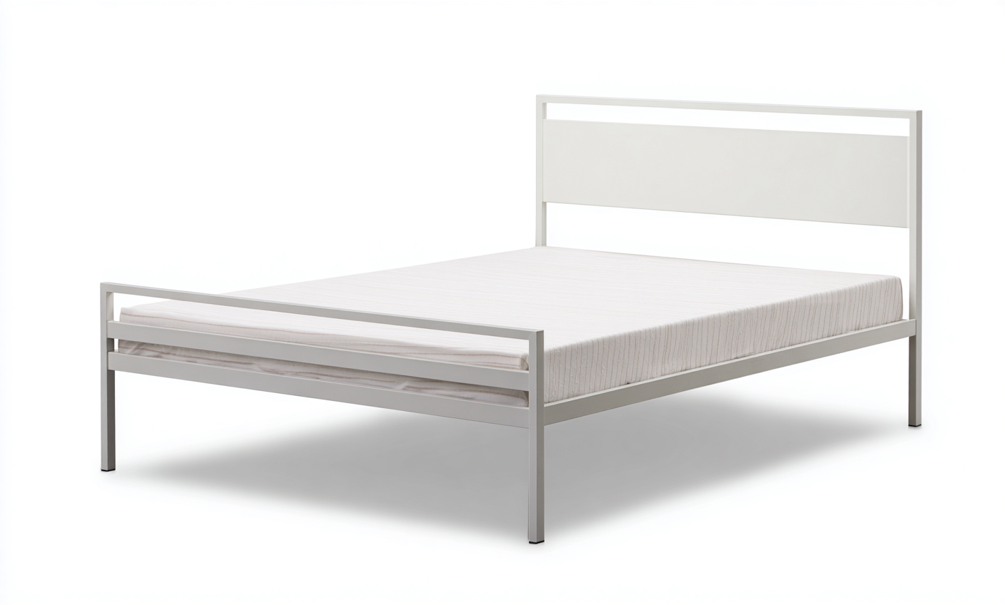 Lit double en métal 200x160x105 cm - gris clair - style minimaliste moderne-Comfysta