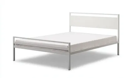 Lit double en métal 200x160x105 cm - gris clair - style minimaliste moderne-Comfysta
