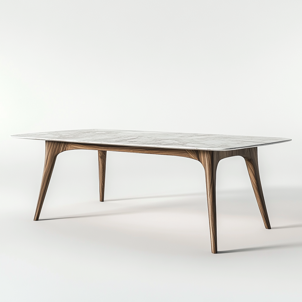 Table à manger rectangulaire avec plateau effet marbre et structure en bois 170x90x75 cm - blanc/noyer - style moderne-Comfysta