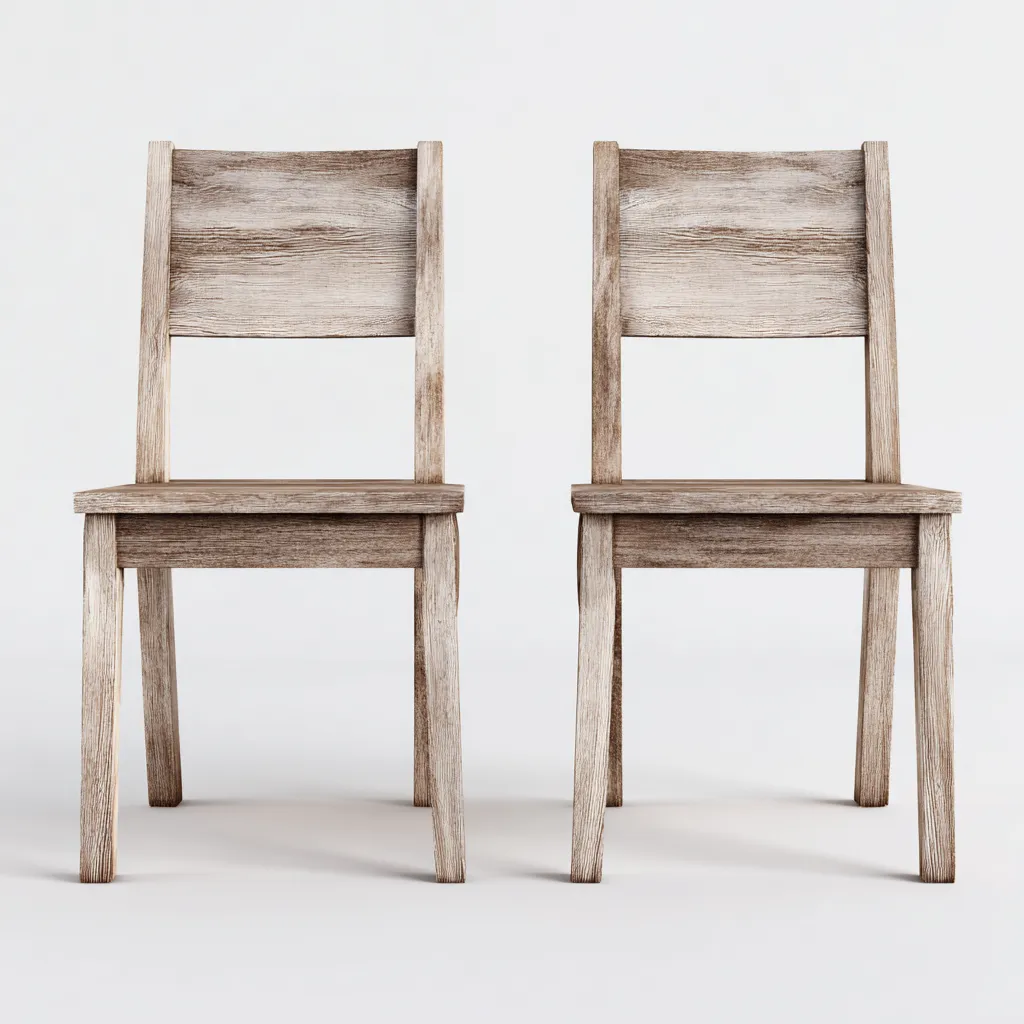 Lot de 2 chaises de salle à manger en bois massif 44x50x88 cm - chêne blanchi - style rustique moderne-Comfysta