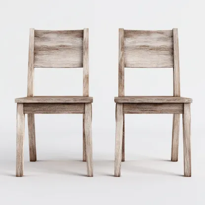 Lot de 2 chaises de salle à manger en bois massif 44x50x88 cm - chêne blanchi - style rustique moderne-Comfysta