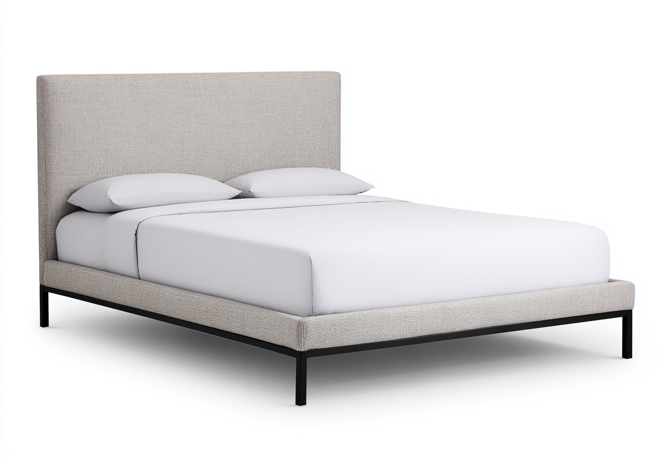 Lit double tapissé 200x160x100 cm - beige clair - style moderne minimaliste-Comfysta