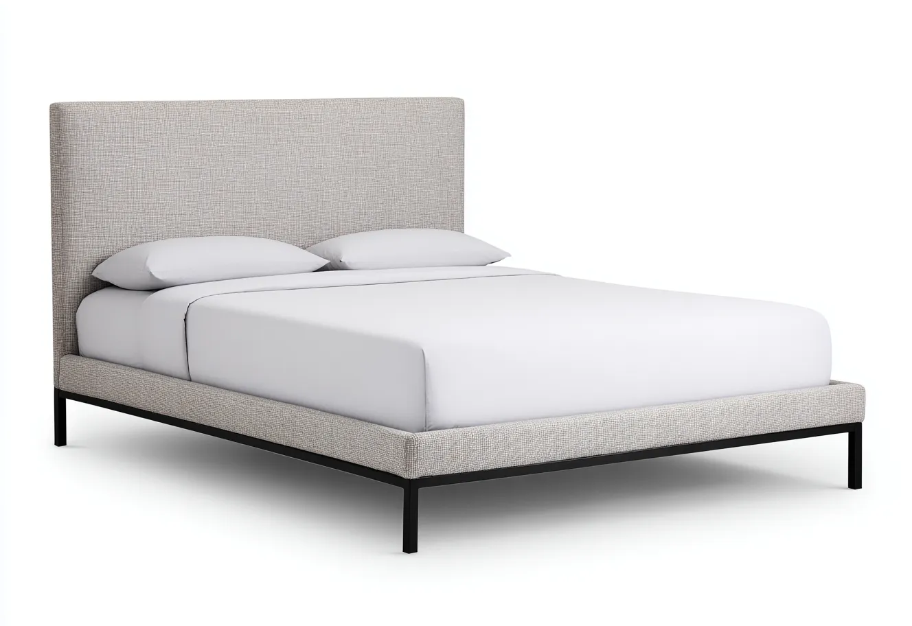 Lit double tapissé 200x160x100 cm - beige clair - style moderne minimaliste-Comfysta