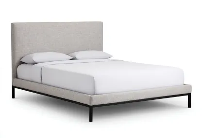 Lit double tapissé 200x160x100 cm - beige clair - style moderne minimaliste-Comfysta