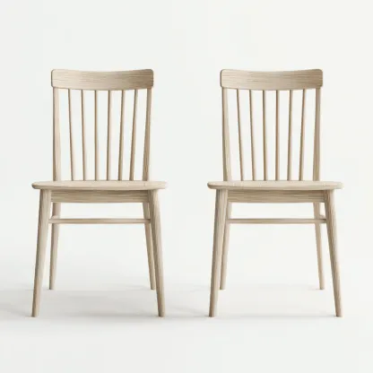 Lot de 2 chaises de salle à manger en bois 45x50x88 cm - chêne clair - style scandinave épuré-Comfysta