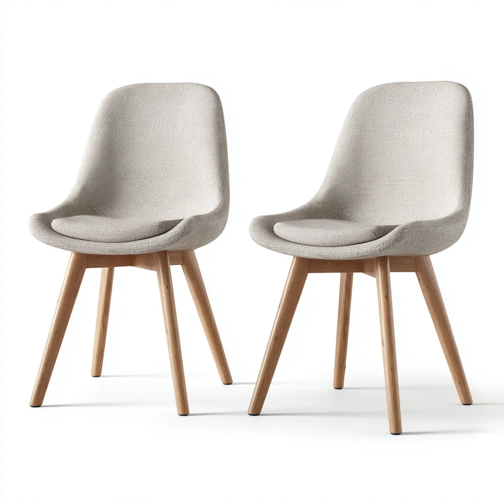 Lot de 2 chaises de salle à manger en tissu et bois 46x52x84 cm - beige/chêne clair - style scandinave moderne-Comfysta