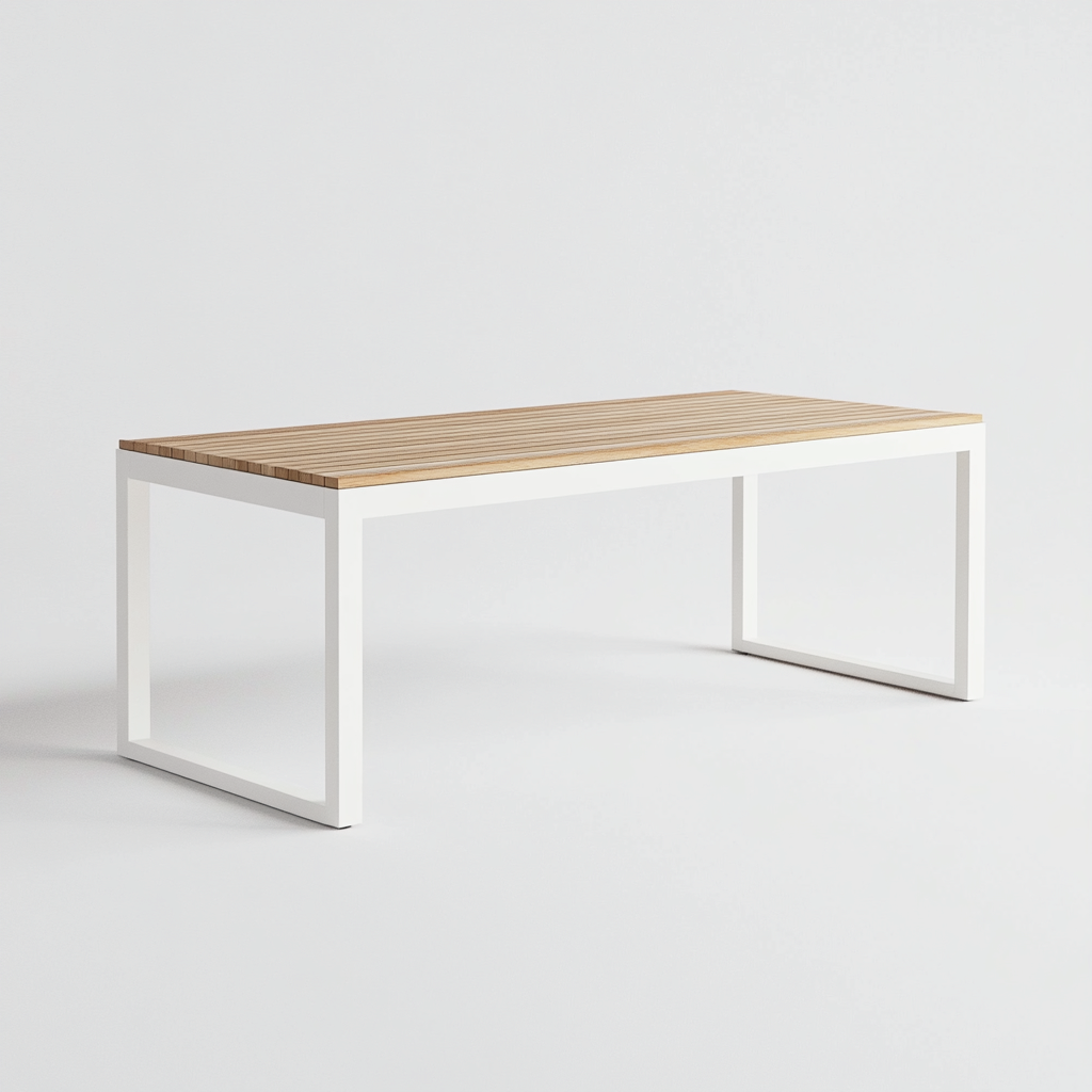 Table à manger rectangulaire en métal et bois 170x90x75 cm - blanc/chêne clair - style industriel-Comfysta
