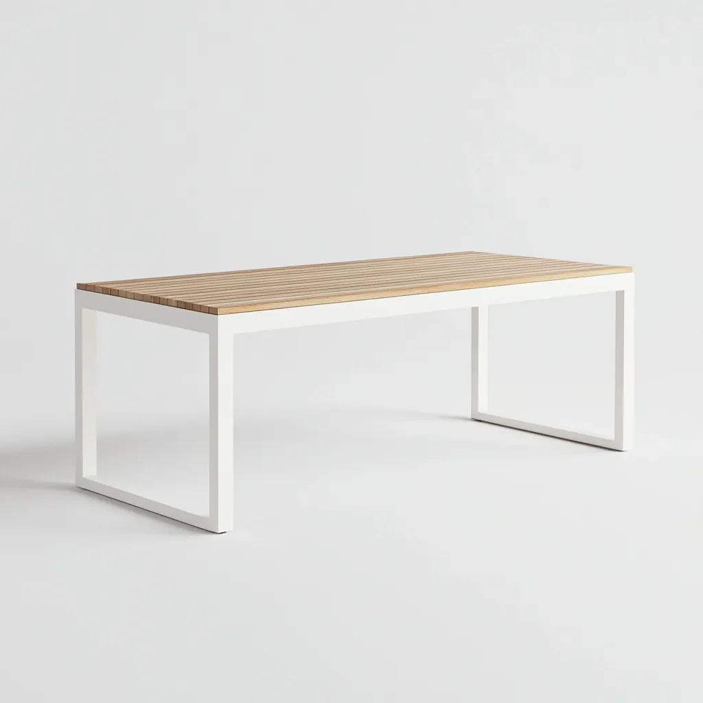 Table à manger rectangulaire en métal et bois 170x90x75 cm - blanc/chêne clair - style industriel-Comfysta
