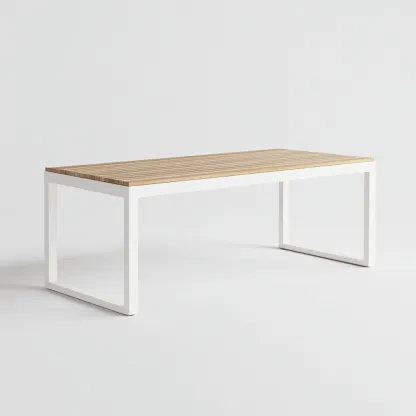 Table à manger rectangulaire en métal et bois 170x90x75 cm - blanc/chêne clair - style industriel-Comfysta